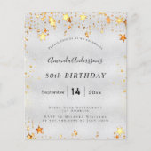 Papier Budget Anniversaire argent or étoiles invitation (Devant)