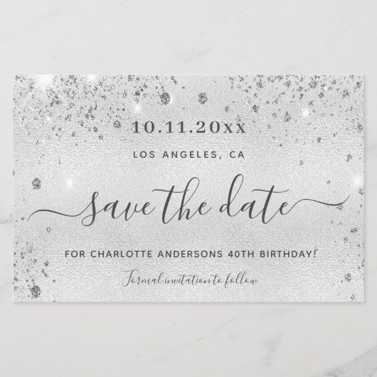 Papier Budget anniversaire argent parties scintillant mét (Devant)