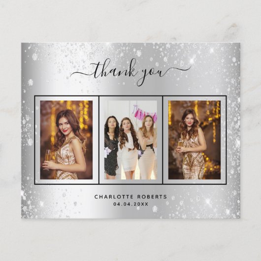 Papier Budget anniversaire argent parties scintillant pho (Devant)