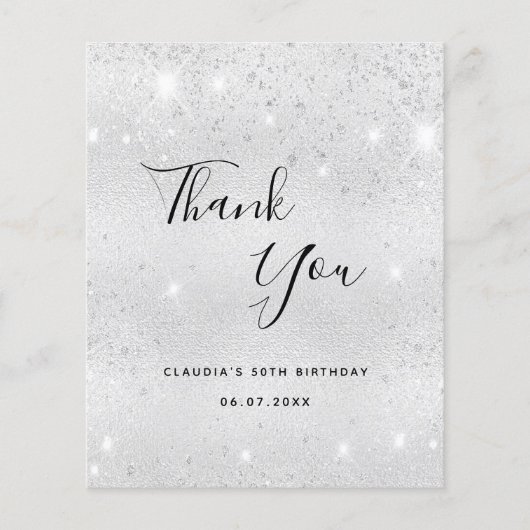 Papier Budget anniversaire argent parties scintillant pou (Devant)