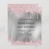 Papier Budget anniversaire argent parties scintillant ros (Devant / Derrière)