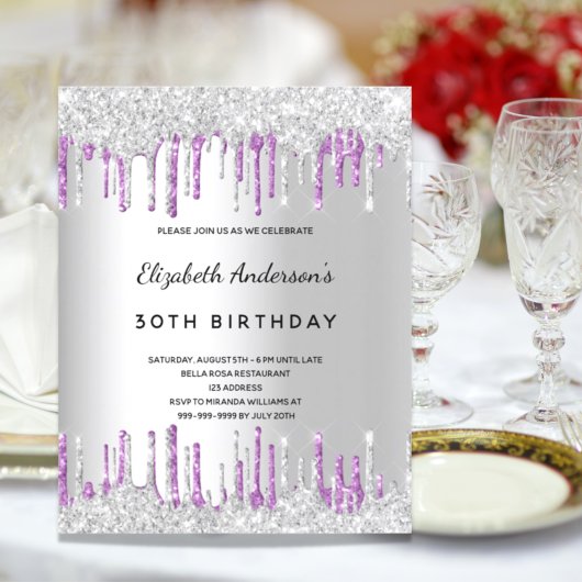 Papier Budget anniversaire argent parties scintillant vio