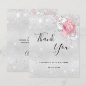 Papier Budget anniversaire argent rose floraux merci (Devant / Derrière)