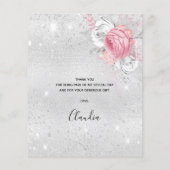 Papier Budget anniversaire argent rose floraux merci (Dos)