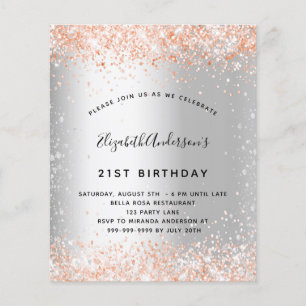 Papier Budget anniversaire argent rose or invitation