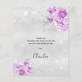 Papier Budget anniversaire argent violet floraux merci (Dos)