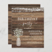 Papier Budget Anniversaire Bébé's Breath Rustic Invitatio (Devant / Derrière)