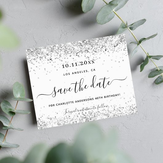 Papier Budget anniversaire blanc argent parties scintilla