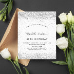 Papier Budget anniversaire blanc argent parties scintilla<br><div class="desc">Pour une soirée élégante de 40ème anniversaire (ou tout âge). Une arrière - plan blanche design. Décoré avec de la parties scintillant en faux argent. Personnalisez et ajoutez un nom et des détails du parti. Le nom est écrit avec un script de style écrit à la main Retour : faux...</div>