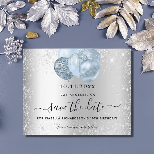 Papier Budget anniversaire bleu argent parties scintillan
