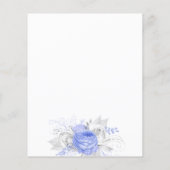 Papier Budget Anniversaire bleu floraux argent invitation (Dos)