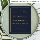 Papier Budget anniversaire bleu or classique invitation