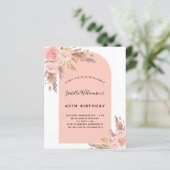 Papier Budget anniversaire blush pampas rose herbe or ros (Debout devant)