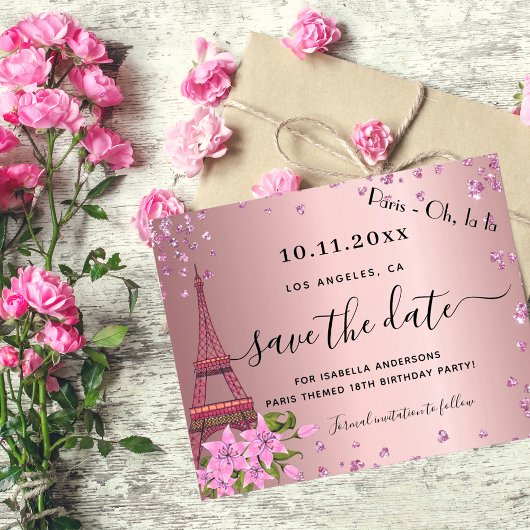 Papier Budget anniversaire blush rose paris enregistrer l