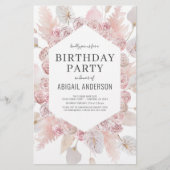 Papier Budget Anniversaire Boho Blush Pink Party Invitati (Devant)