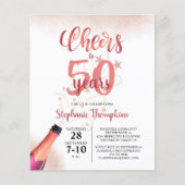 Papier Budget Anniversaire CHEERS À NOMBRE D'ANNÉES Rose  (Devant)