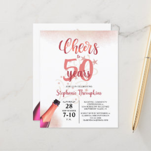 Papier Budget Anniversaire CHEERS À NOMBRE D'ANNÉES Rose
