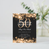 Papier Budget Anniversaire Elegant Gold Glam Lights Invit (Debout devant)