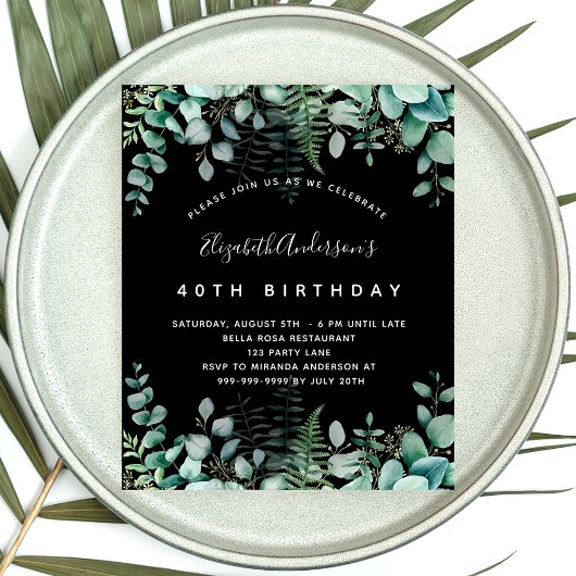 Papier Budget anniversaire eucalyptus bois noir
