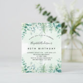 Papier Budget anniversaire eucalyptus invitation verte (Debout devant)