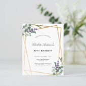 Papier Budget anniversaire eucalyptus lavender geo invita (Debout devant)