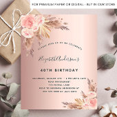 Papier Budget Anniversaire fête boho pampas herbe or rose