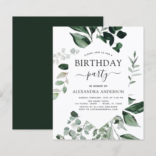 Papier Budget Anniversaire Fête Printemps Botanique Verdu (Devant / Derrière)