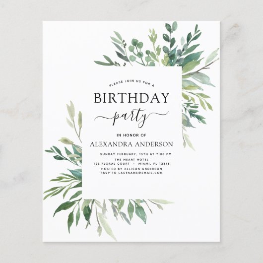 Papier Budget Anniversaire Fête Printemps Botanique Verdu (Devant)