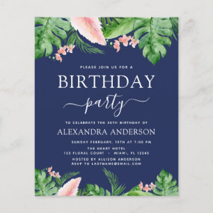 Papier Budget Anniversaire Fête Tropical Palm Floral