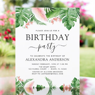 Papier Budget Anniversaire Fête Tropical Palm Floral