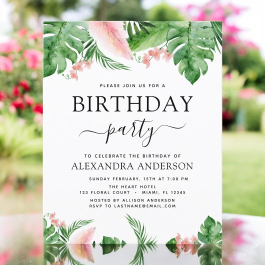 Papier Budget Anniversaire Fête Tropical Palm Floral