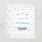 Papier Budget anniversaire fille chat unicorne rose bleu (Devant / Derrière)