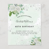 Papier Budget anniversaire floral argent parties scintill (Devant)