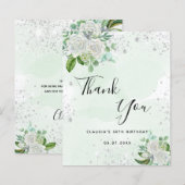Papier Budget anniversaire floral argent verdure merci (Devant / Derrière)