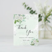 Papier Budget anniversaire floral argent verdure merci (Debout devant)