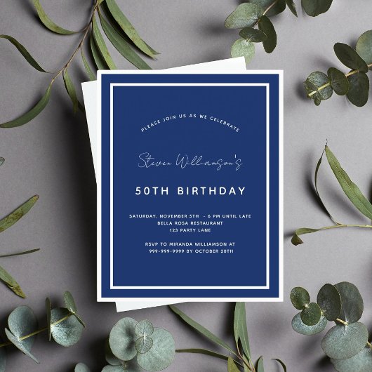Papier Budget anniversaire marine bleu blanc invitation h
