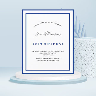 Papier Budget anniversaire marine bleu blanc invitation h