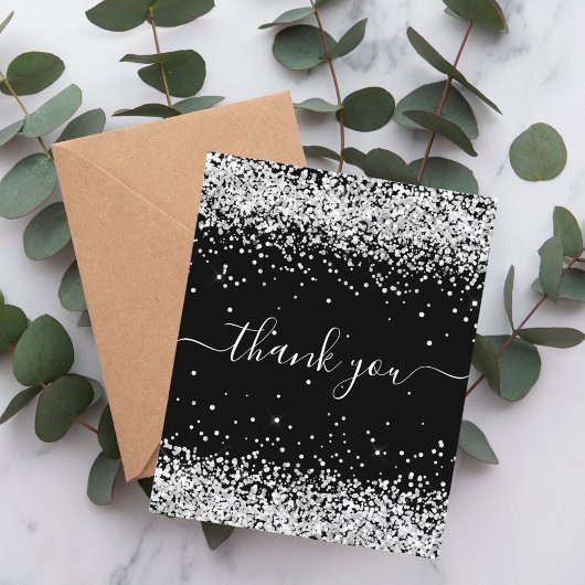 Papier BUDGET Anniversaire noir argent parties scintillan