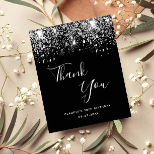 Papier Budget Anniversaire noir argent parties scintillan