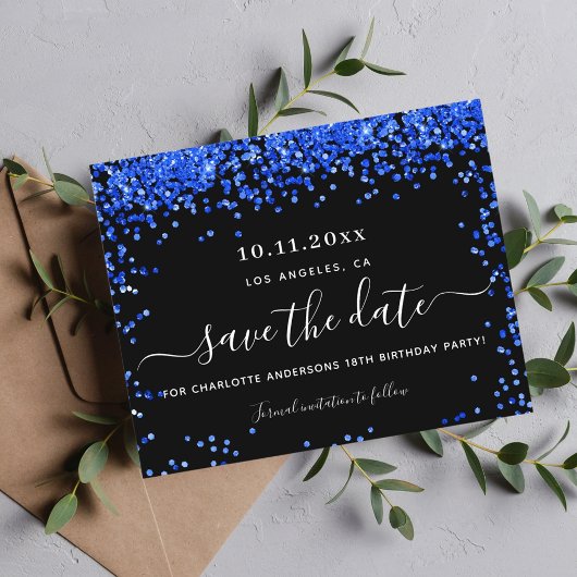 Papier Budget anniversaire noir bleu royal enregistrer la