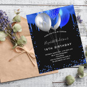 Papier Budget anniversaire noir bleu royal invitation