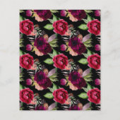 Papier Budget anniversaire noir bordeaux floraux or geo (Dos)