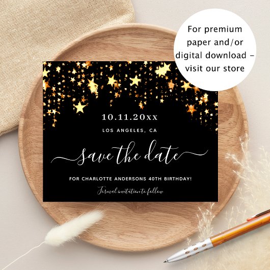 Papier Budget anniversaire noir étoiles or enregistrer la