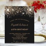 Papier Budget Anniversaire noir parties scintillant or sc<br><div class="desc">Une invitation moderne, élégante et glamour pour une fête d'anniversaire de 40ème (ou tout âge). Un arrière - plan noir décoré de fausse parties scintillant et brillant. Le nom est écrit avec un script de style à la main de couleur dorée moderne. Personnalisez et ajoutez les détails de votre fête....</div>