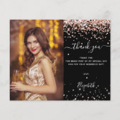 Papier Budget anniversaire noir rose or photo merci (Devant)