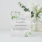 Papier Budget anniversaire paillettes argent floral verdu (Debout devant)