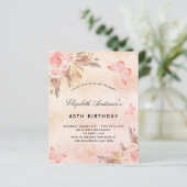 Papier Budget anniversaire papillon pampas herbe blush bo (Debout devant)