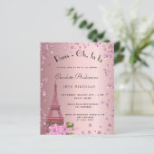 Papier Budget anniversaire Paris blush rose Eiffel invita (Debout devant)