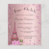 Papier Budget anniversaire Paris blush rose Eiffel invita (Devant)