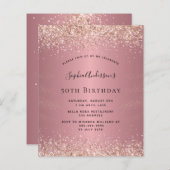 Papier Budget anniversaire parties scintillant rose or mé (Devant / Derrière)
